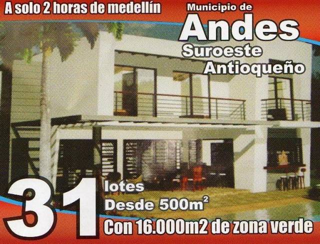 SE VENDE LOTES VIA MUNICIPIO ANDES - $ 100.000.000